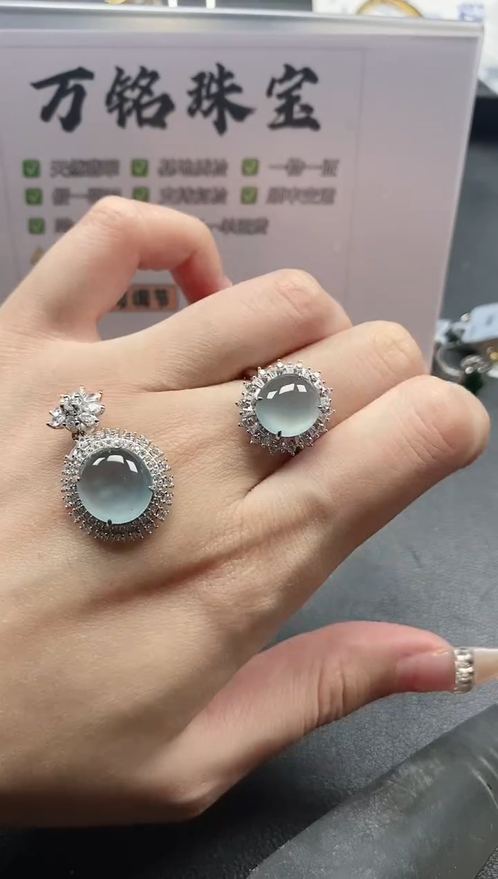 银S925镶嵌戒指翡翠51511