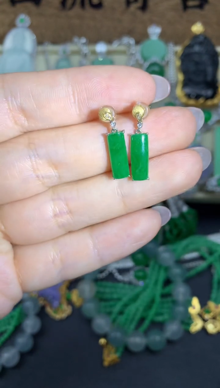 【闪购商品】翡翠耳饰18K金镶嵌211-中国好珍宝-中国好珍宝