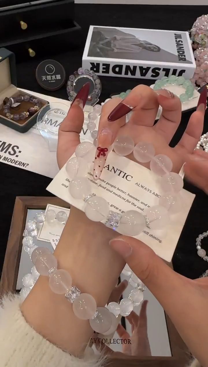 合金手链水晶奶白晶x3535