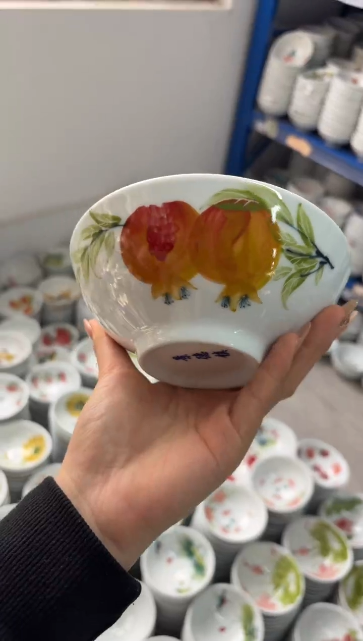 瓷片景德镇高温陶瓷食品级手绘釉中彩-壮壮碗