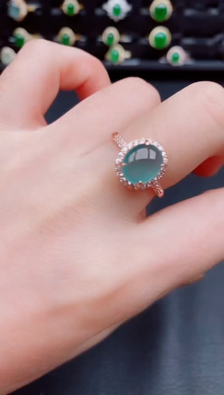 【闪购商品】翡翠戒指银S925镶嵌天然a货翡翠34