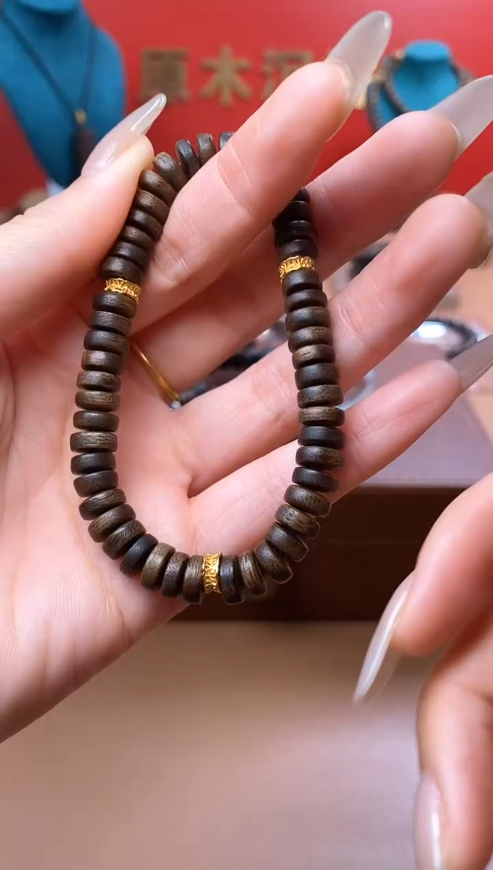 【闪购商品】沉香手串Y沉水越南芽庄白棋楠雷击片片珠单圈