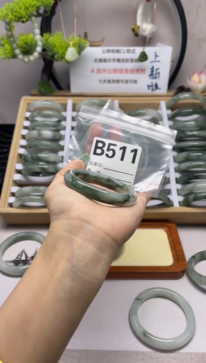 【闪购商品】石英质玉（天山翠）手镯未镶嵌b511