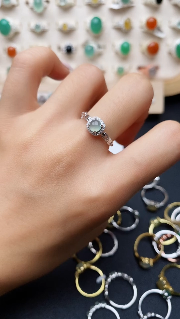 【闪购商品】翡翠戒指银S925镶嵌缅甸翡翠