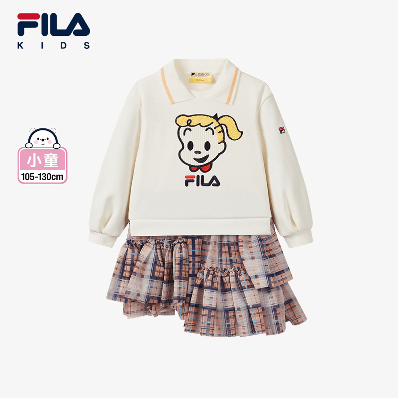 FILA斐乐儿童正品2024年秋冬季小童针织女童连衣裙