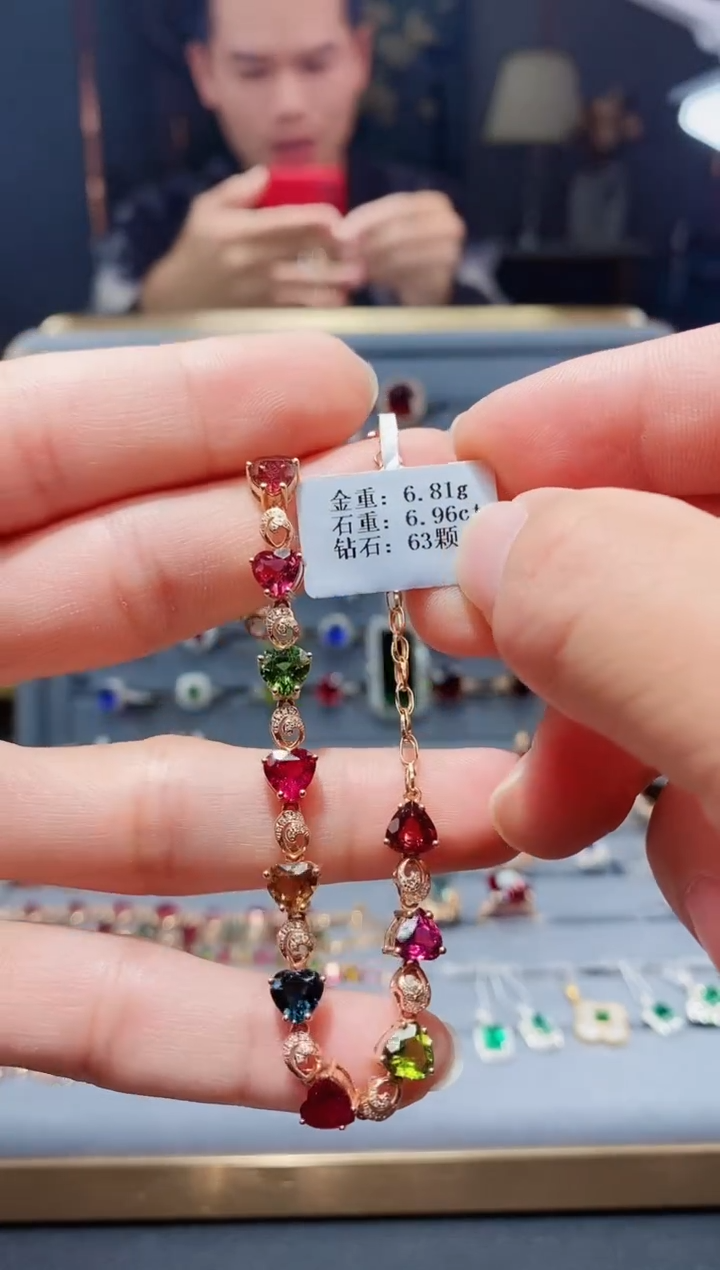 【闪购商品】碧玺手链18K金镶嵌6.96.