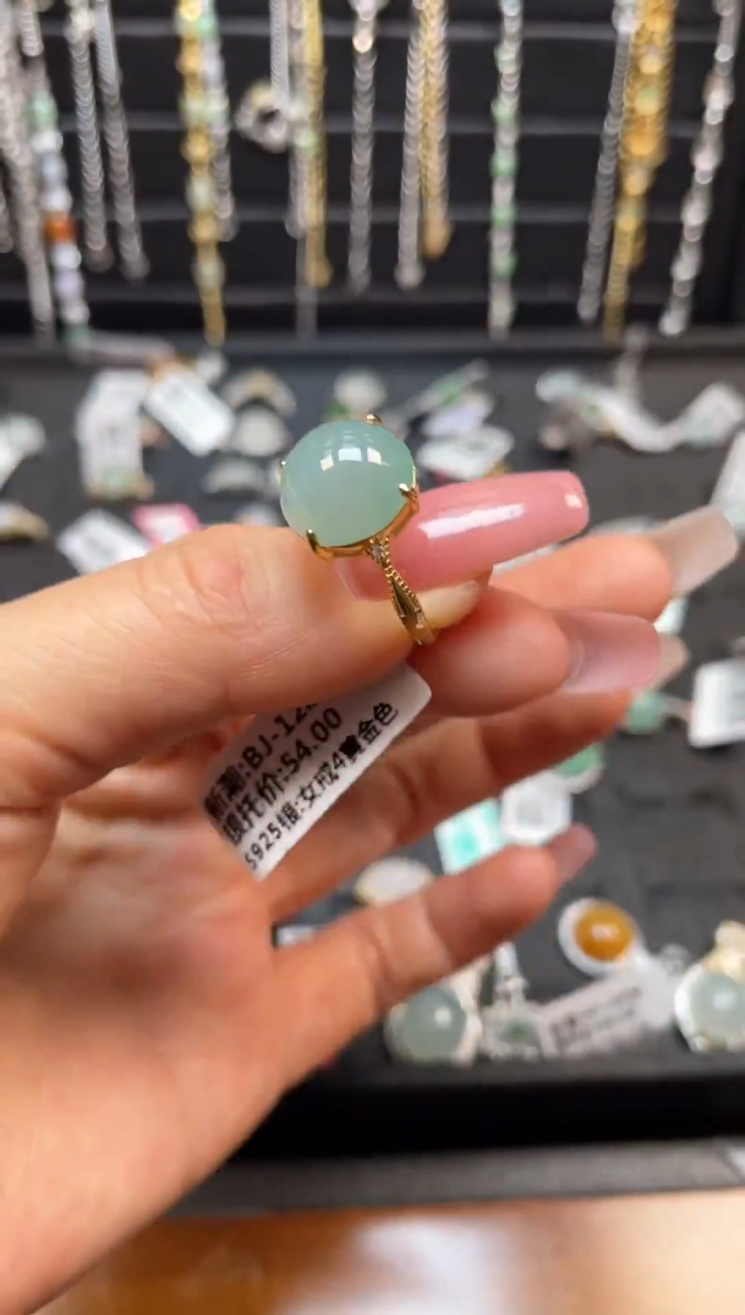 银S925镶嵌戒指翡翠天然翡翠A货