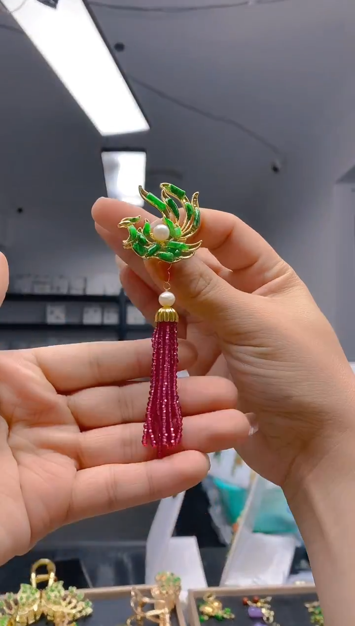 【闪购商品】翡翠耳饰合金379翡翠胸针