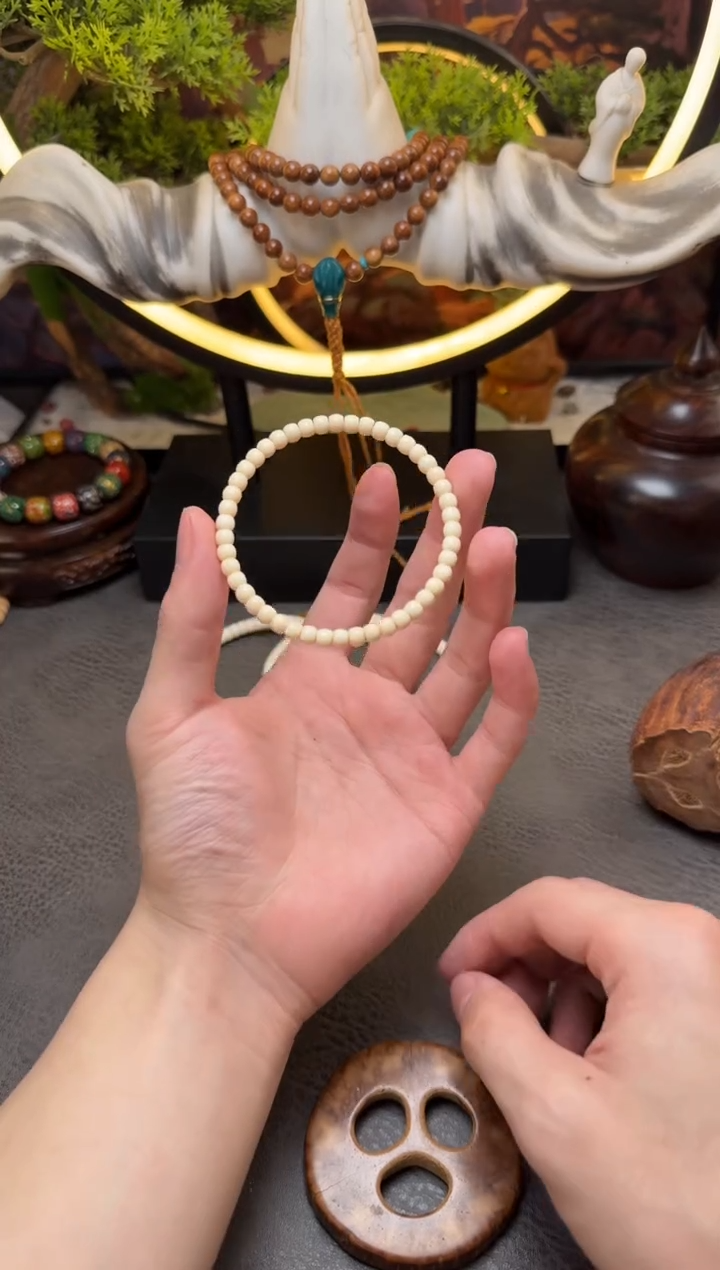 手串菩提根/象牙果精工4*5桶珠单圈