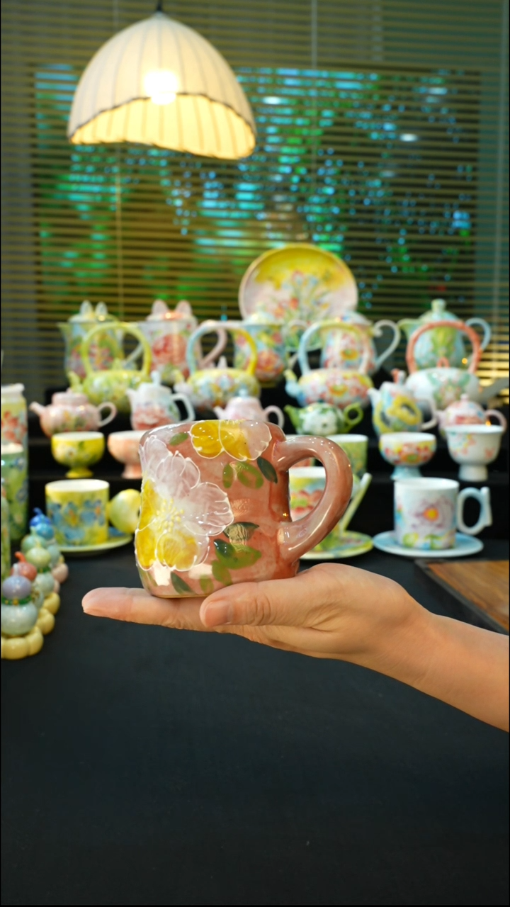 杯手绘心瓷陶瓷浮力