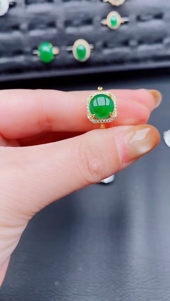 【闪购商品】翡翠戒指银S925镶嵌天然a货翡翠389