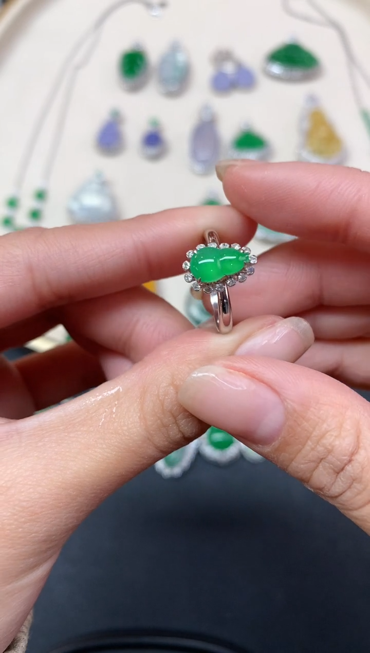 【闪购商品】翡翠戒指18K金镶嵌戒指A354|5800