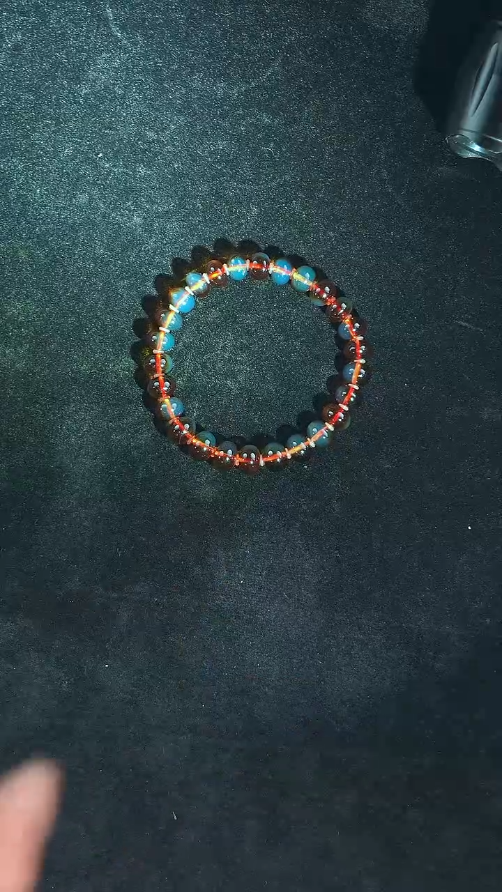 琥珀未镶嵌珠宝奇石8mm红蓝算盘珠手串