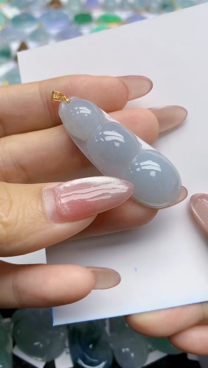 【闪购商品】翡翠挂件18K金镶嵌天然翡翠A货