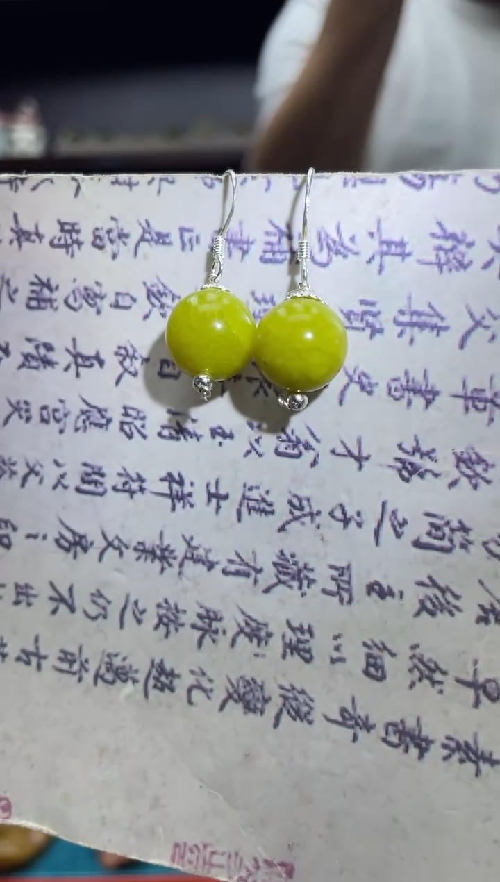 银S925镶嵌岫玉耳饰·多样性发*货拍一发一