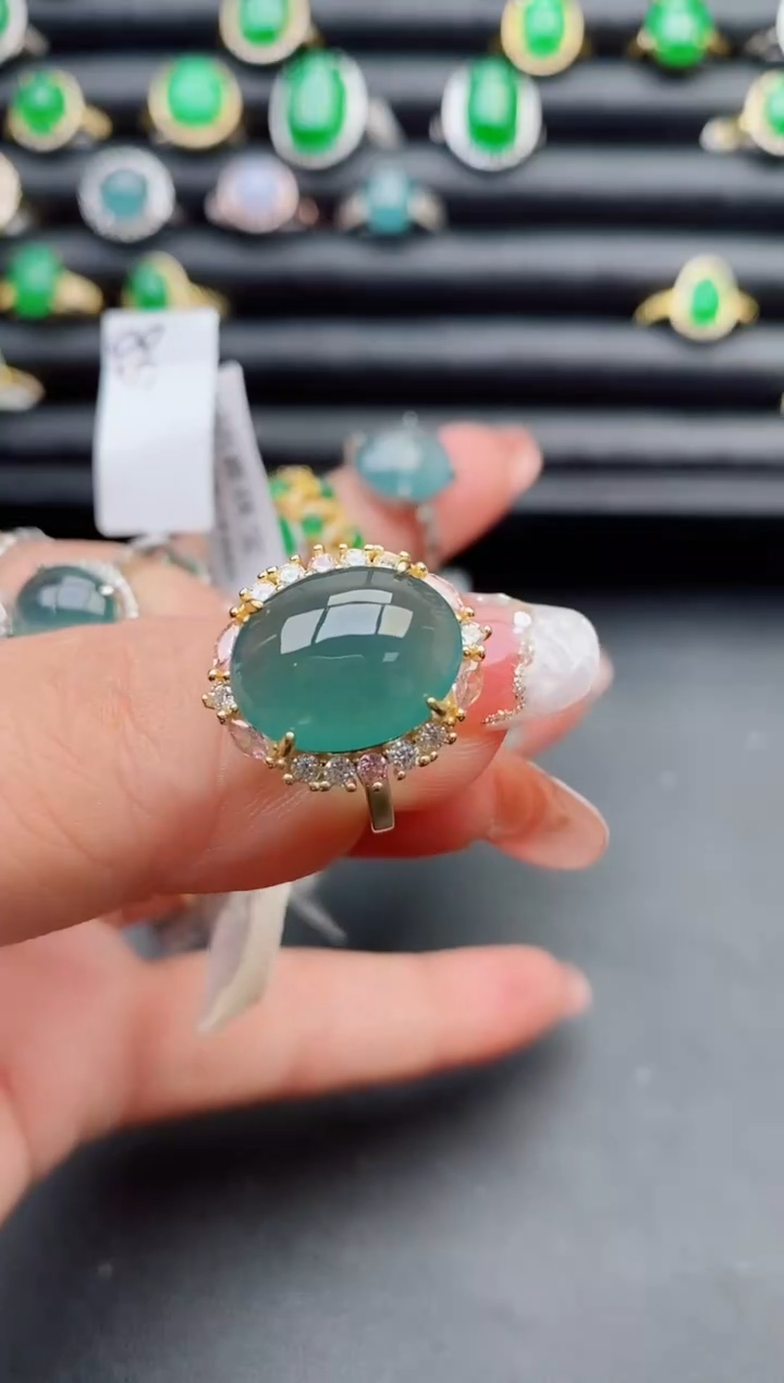 【闪购商品】翡翠戒指银S925镶嵌080580