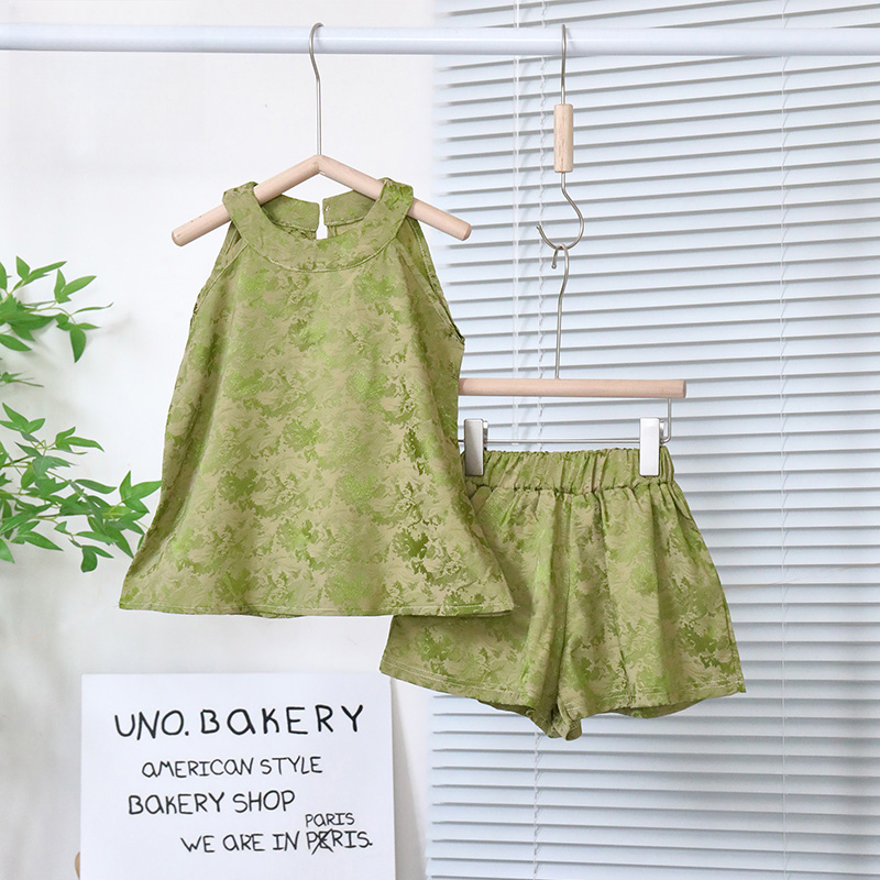 女童裙子套装夏季新款中式儿童夏装女宝宝冰感a类两件套洋气碎花