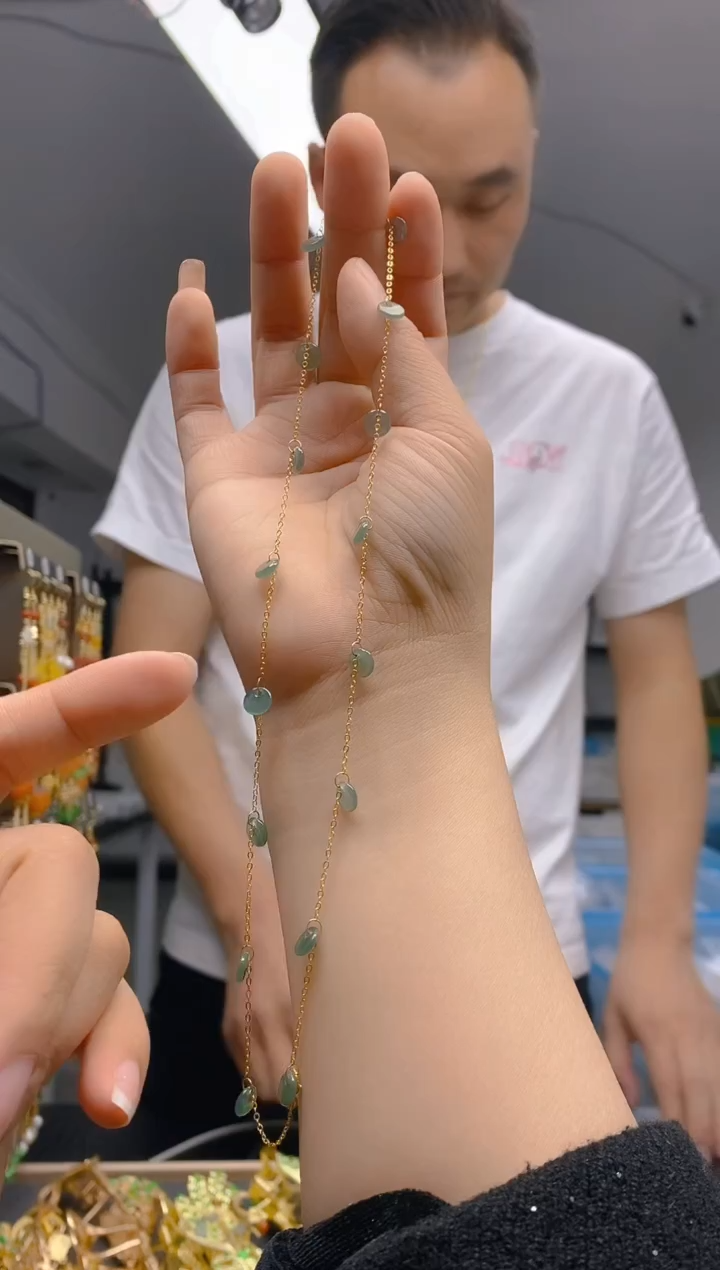 【闪购商品】翡翠耳饰合金135翡翠锁骨链