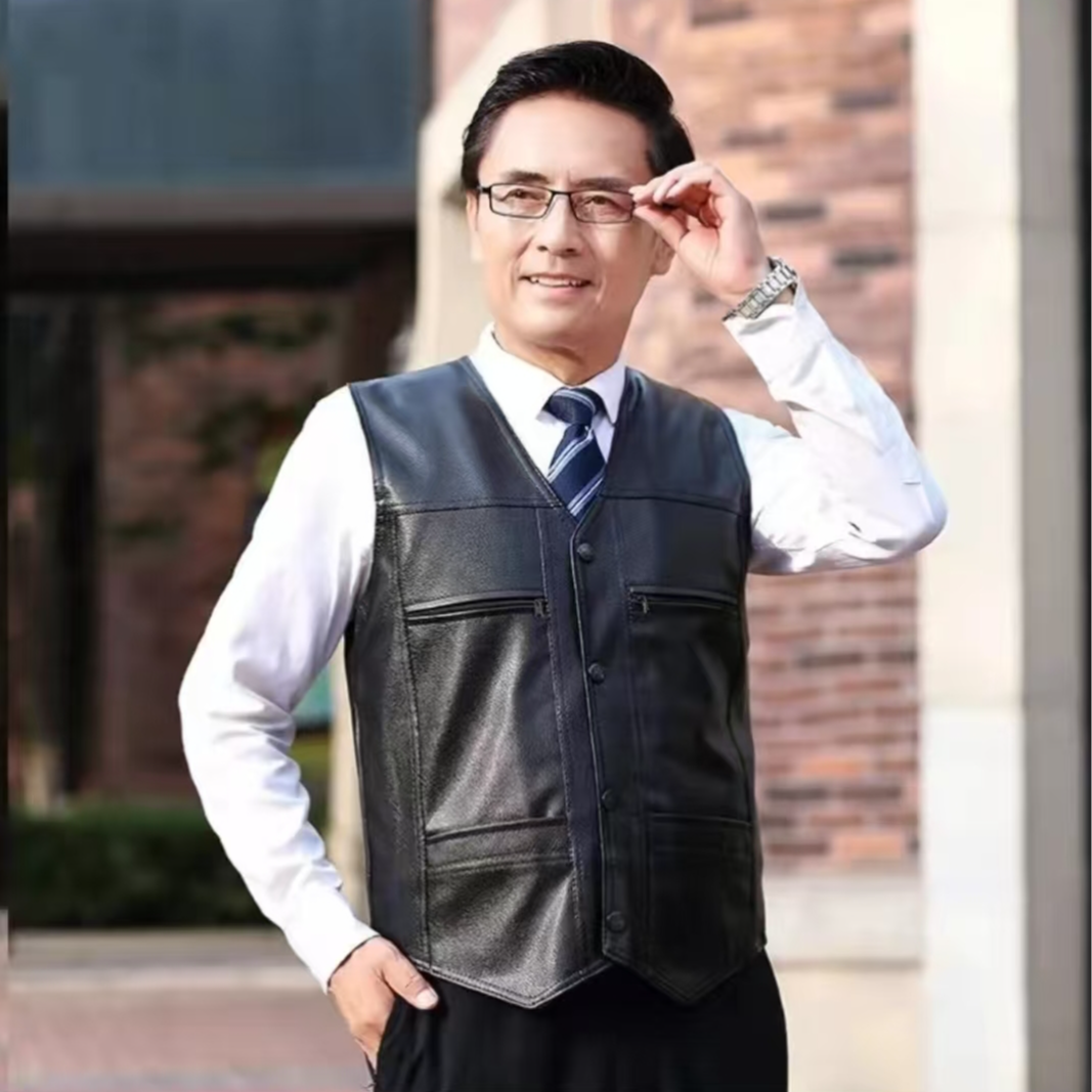 高端冬款加绒加厚皮马甲-098