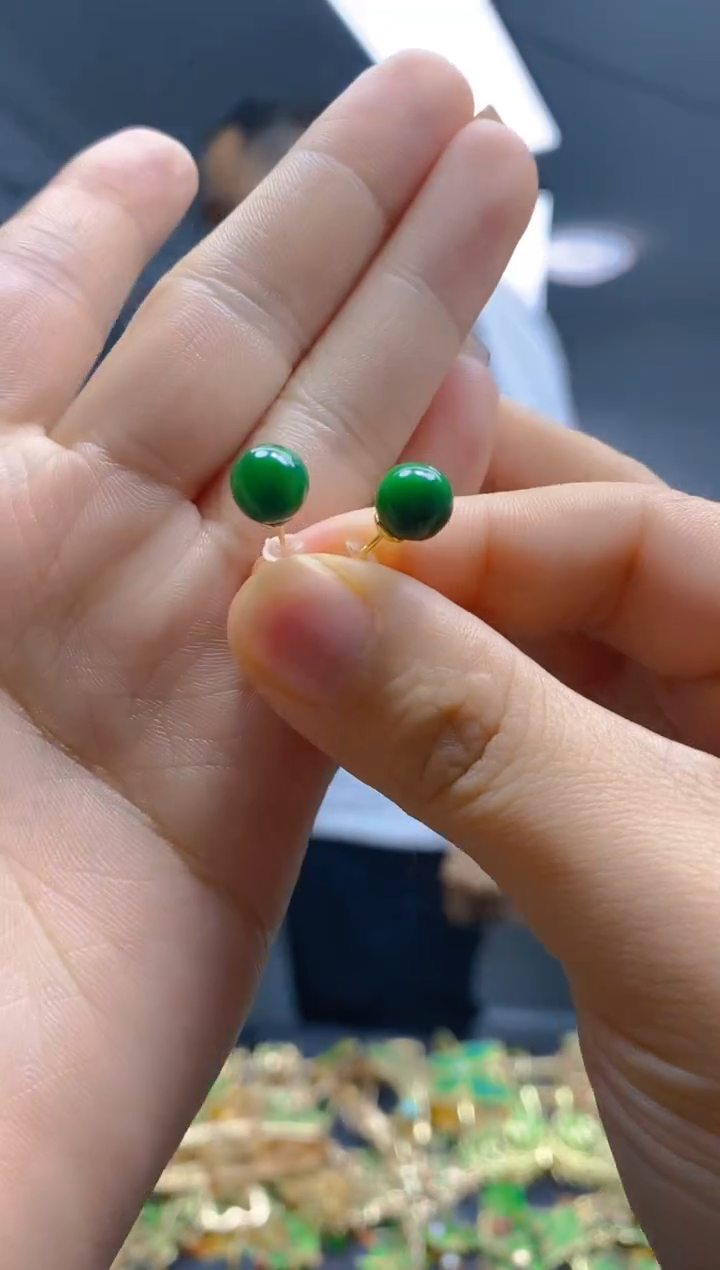 【闪购商品】翡翠耳饰合金039翡翠耳钉