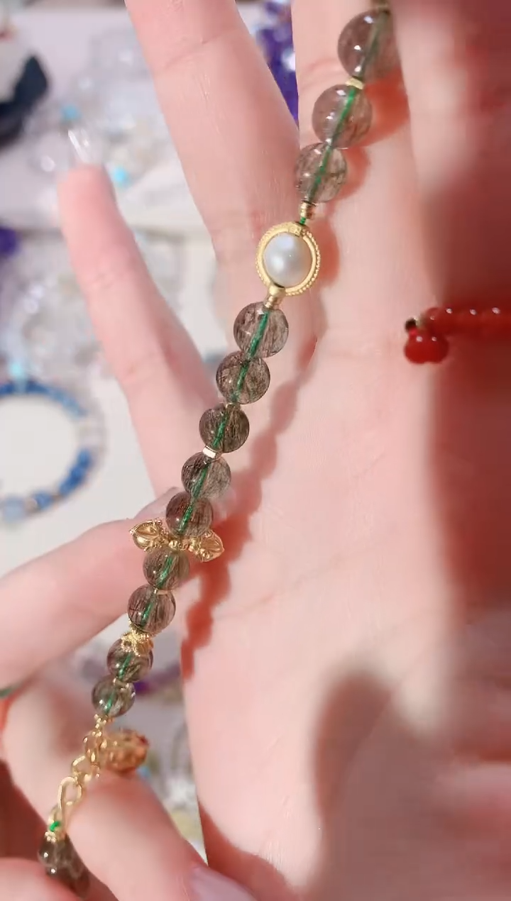 【闪购商品】水晶手链银S925镶嵌绿发晶