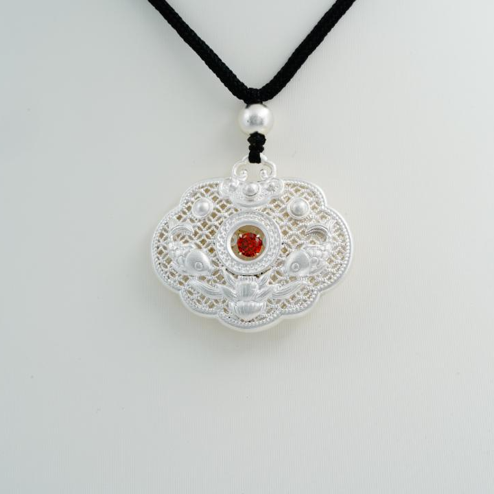 足银银制品 足银999招财进宝复古吊坠项链毛衣链古法