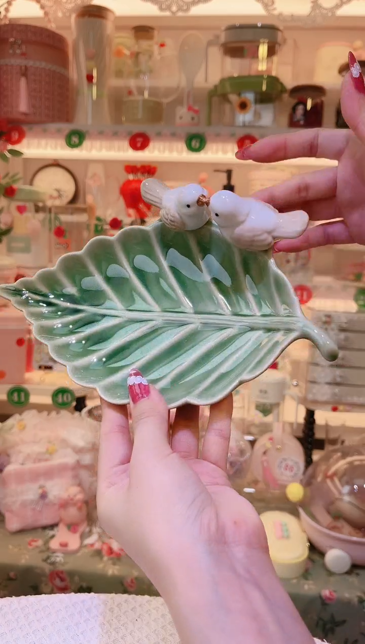 树叶甜品盘绿色——手工制作品质好！