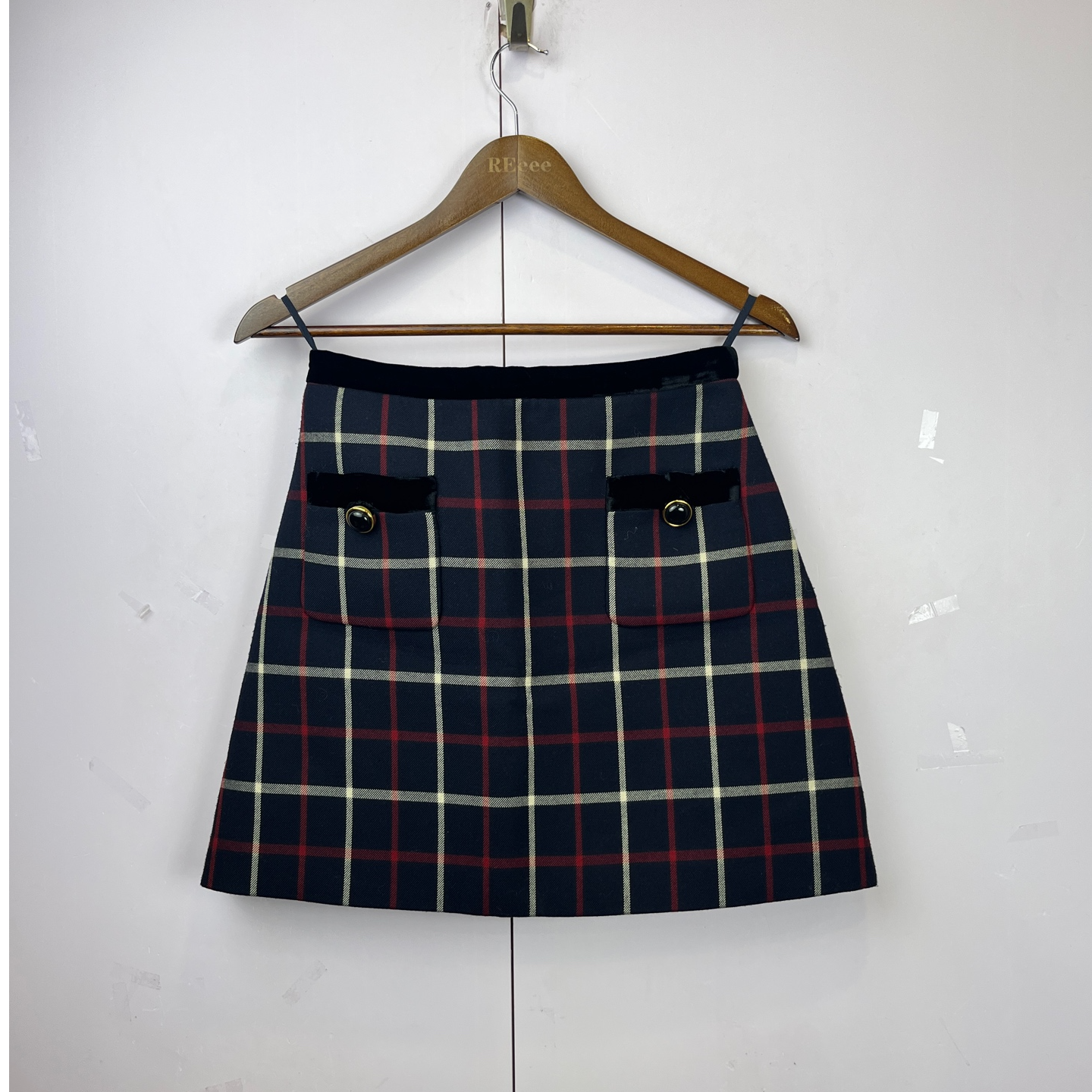 99新 MIU MIU/缪缪 012344  经典格纹短裙 40码 