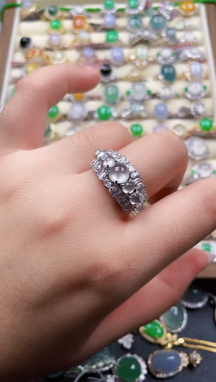 银S925镶嵌戒指翡翠93