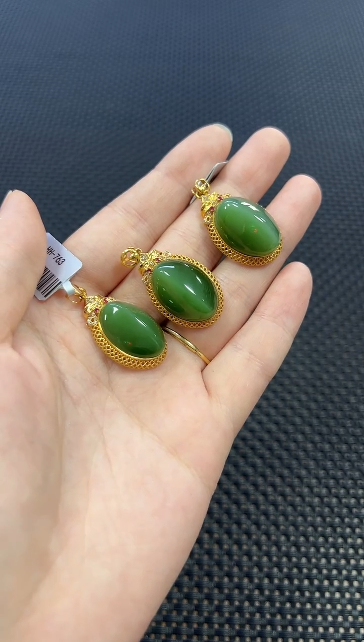 颈饰18K金镶嵌和田玉（多样性发一件）0763