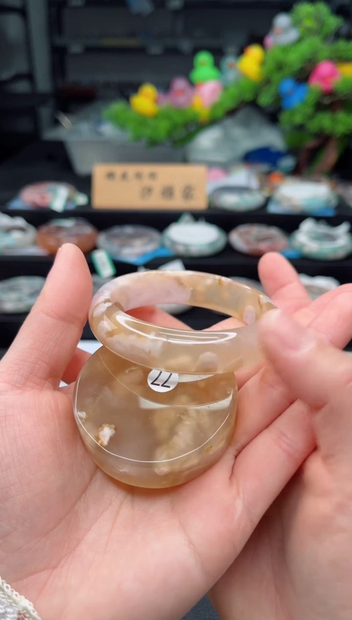 【闪购商品】石英质玉未镶嵌手镯54圈口（赠品镯心）77