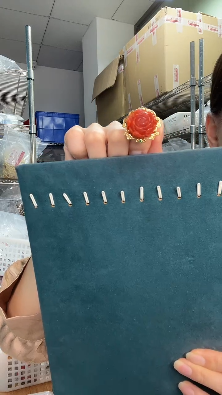 南红玛瑙银S925镶嵌戒指A1270戒指