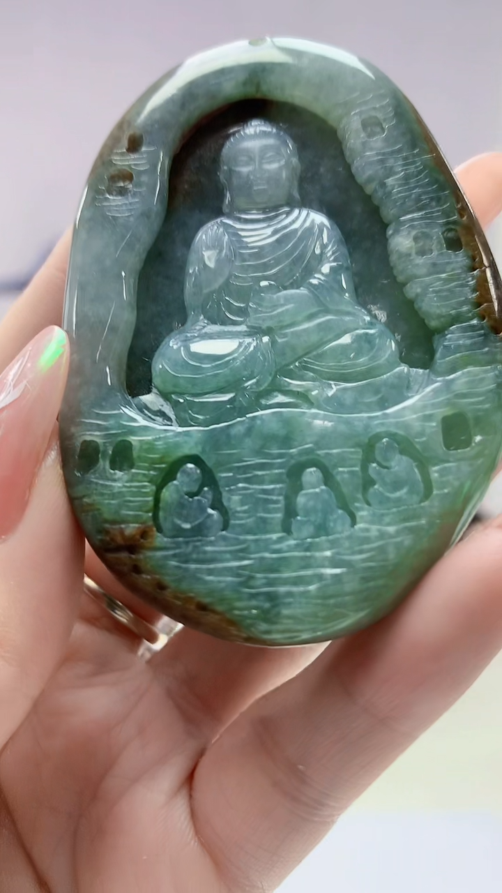 【闪购商品】定制翡翠未镶嵌4917DD-毛货挂件佛52