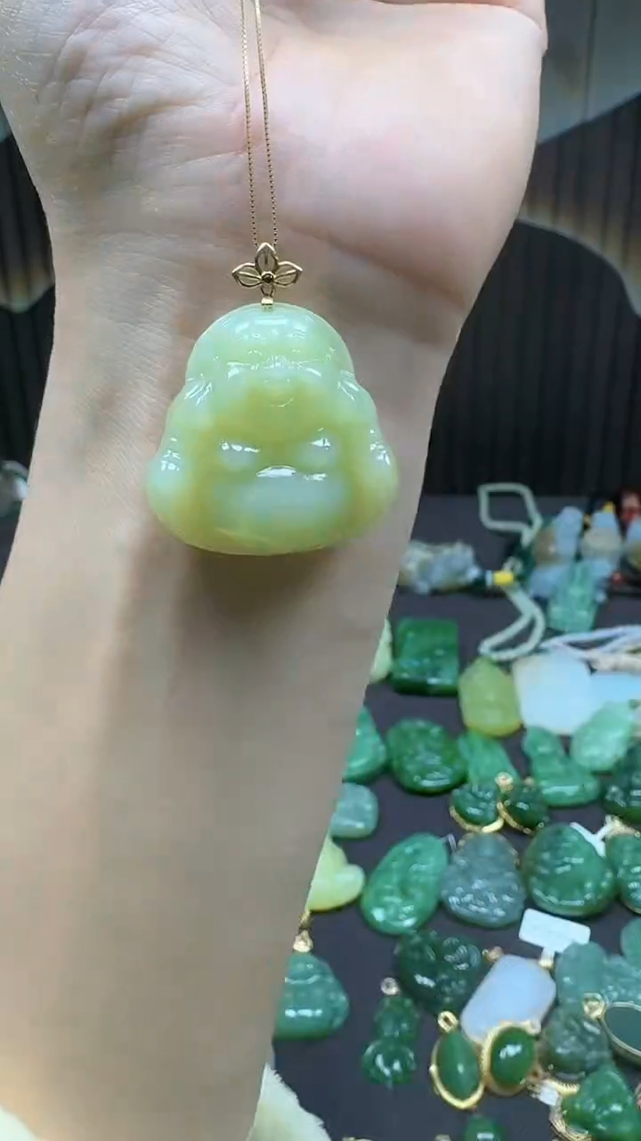 【闪购商品】和田玉吊坠(不含链)18K金镶嵌1