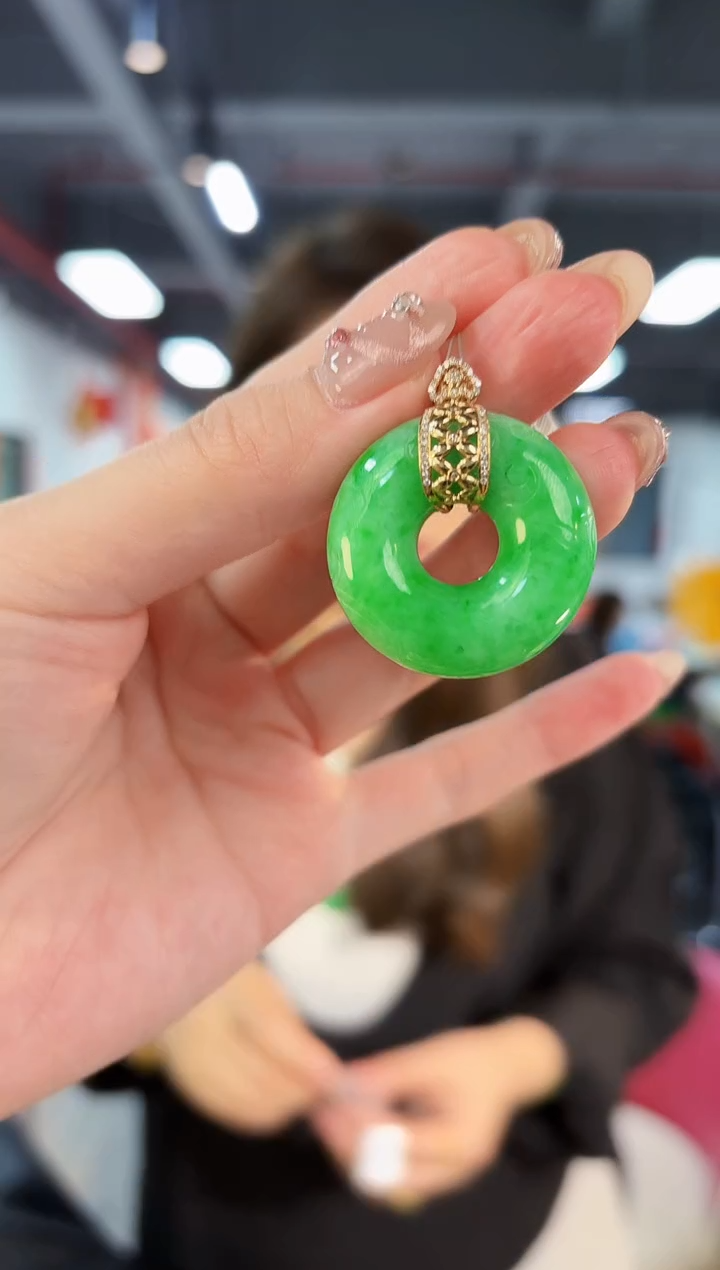 【闪购商品】翡翠颈饰18K金镶嵌缅料A货/支持复检/一件