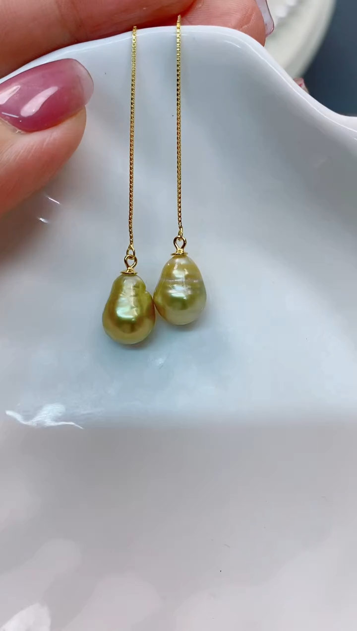 【闪购商品】海水珍珠耳饰银S925镶嵌9-10南洋海水珍珠耳饰