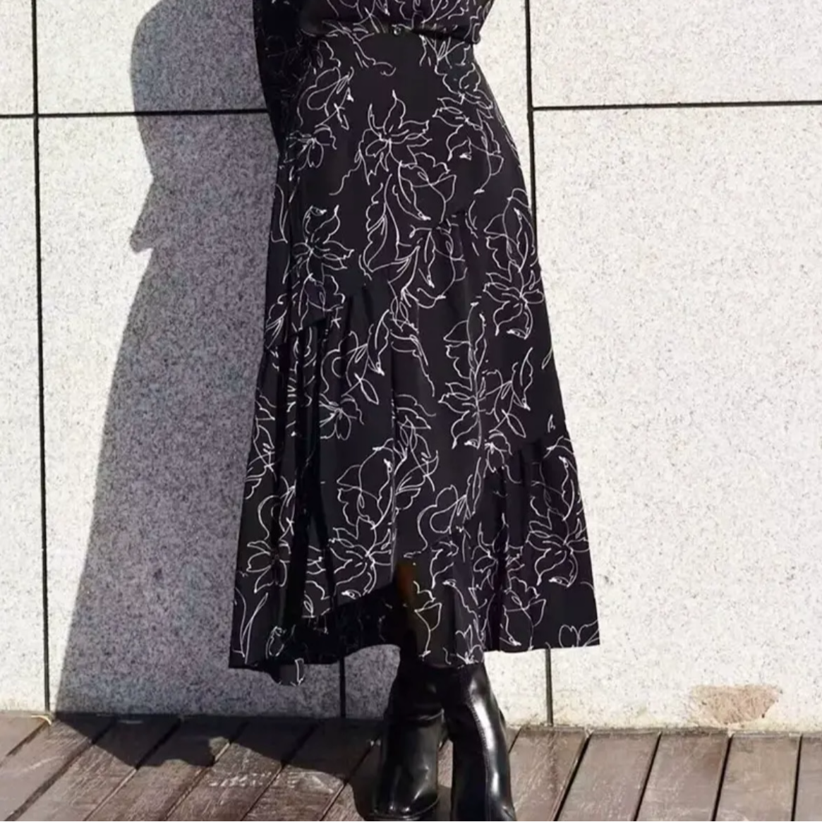 GIRDEAR/哥弟   水墨丹青丨高腰印花伞裙百搭气质半身裙女1200318