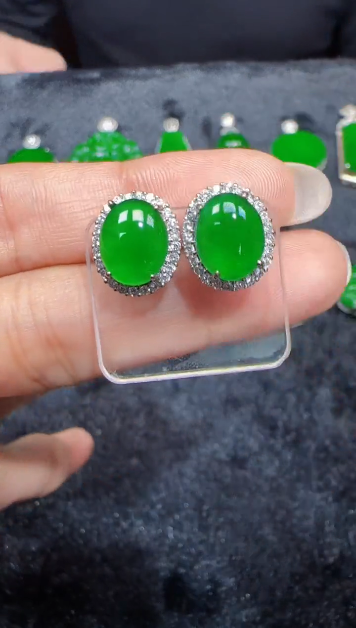 未镶嵌定制翡翠翡翠耳环11