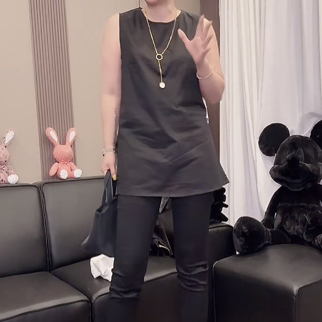 0322【薇语莎】夏季新款时尚百搭休闲弹力棉开叉坎袖