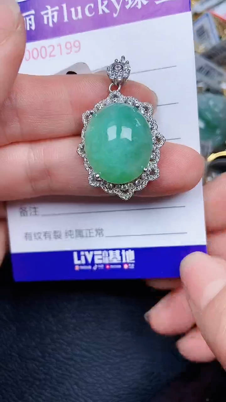 颈饰银S925镶嵌翡翠21989
