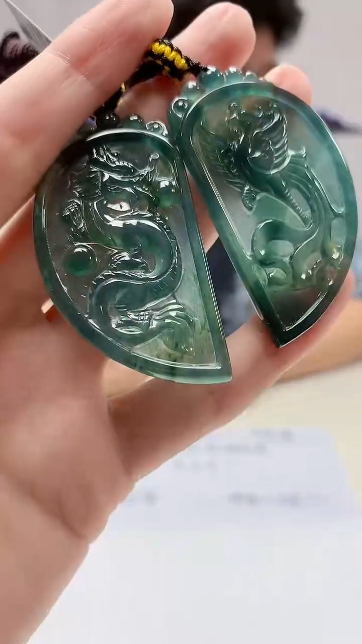 【闪购商品】定制翡翠未镶嵌4688zm-毛货挂件一对挂件78