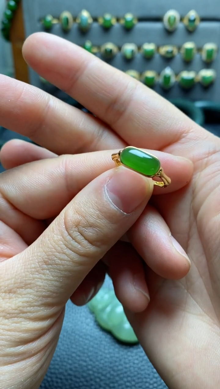 【闪购商品】和田玉戒指18K金镶嵌戒指