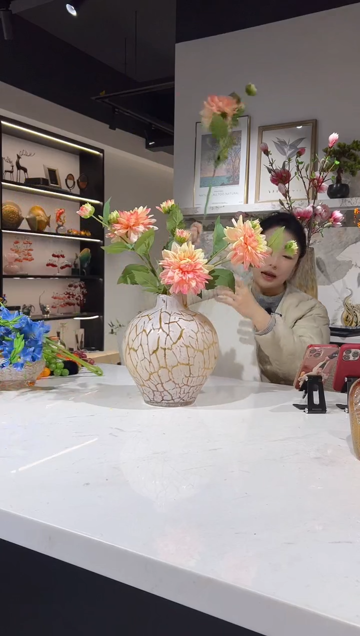 【闪购商品】琉璃裂纹大肚花瓶