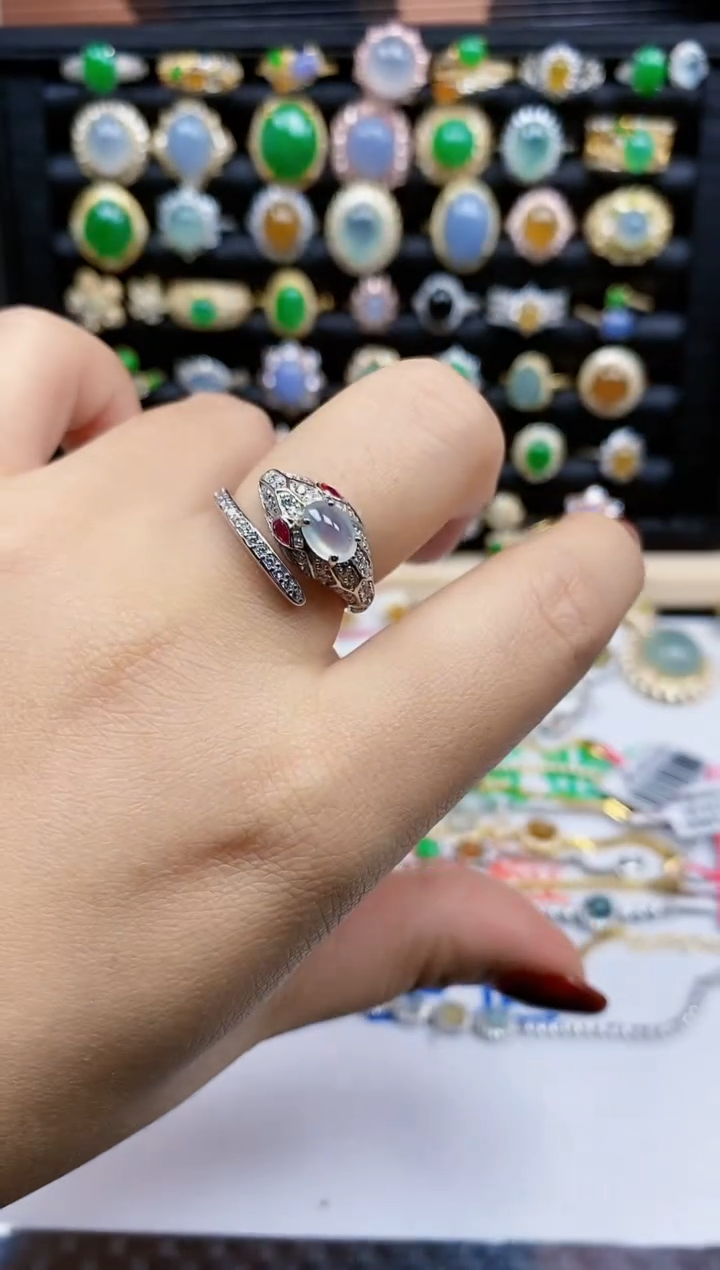 银S925镶嵌戒指翡翠376