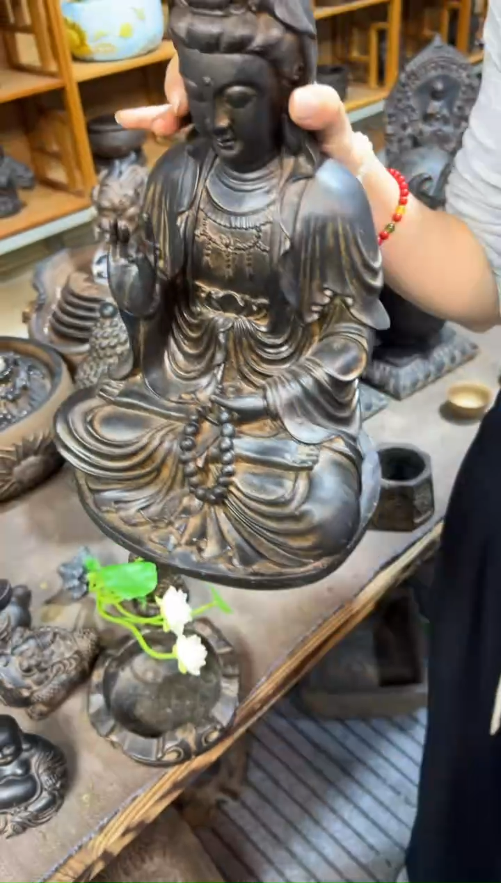 陶土【合成青石】自渡观音
