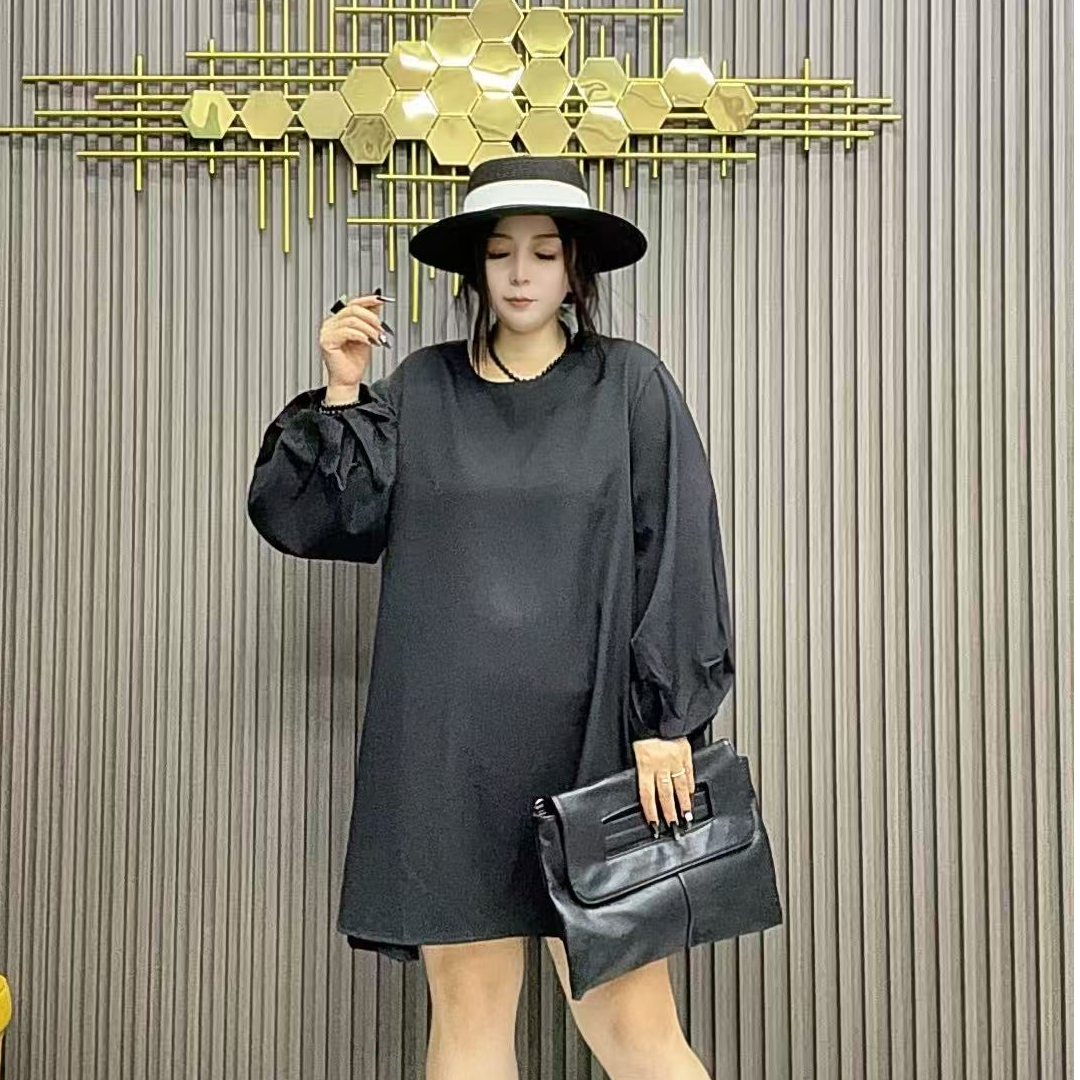 【楠姐推荐】大码女2025秋季欧货时尚气质显瘦遮肉泡泡袖A版连衣裙