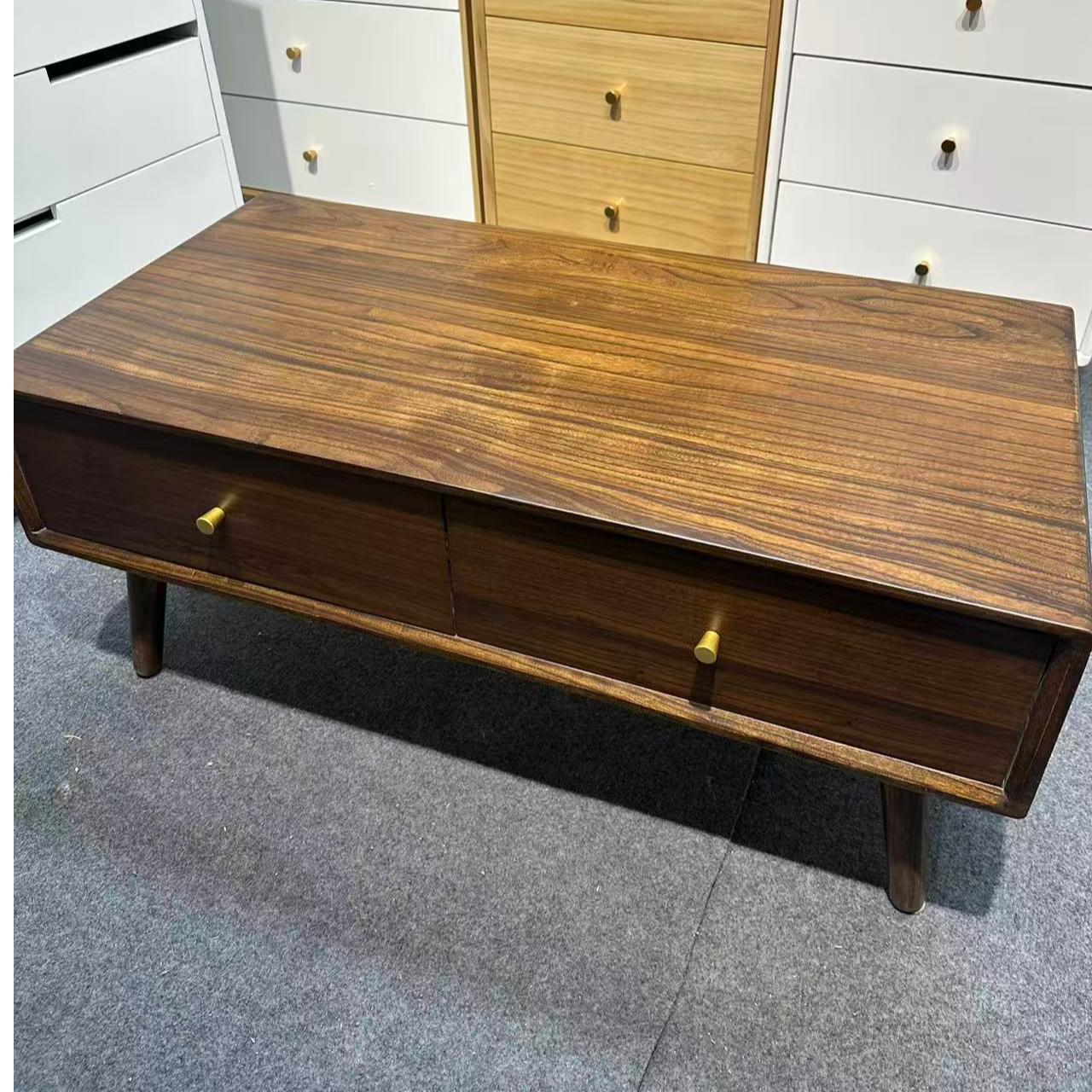 【尾货物样品】进口榆木实木茶几木家具方几储物客厅简约款