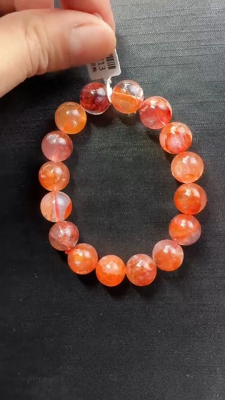 【闪购商品】水晶手串未镶嵌毕业级红胶花圆珠单圈手串