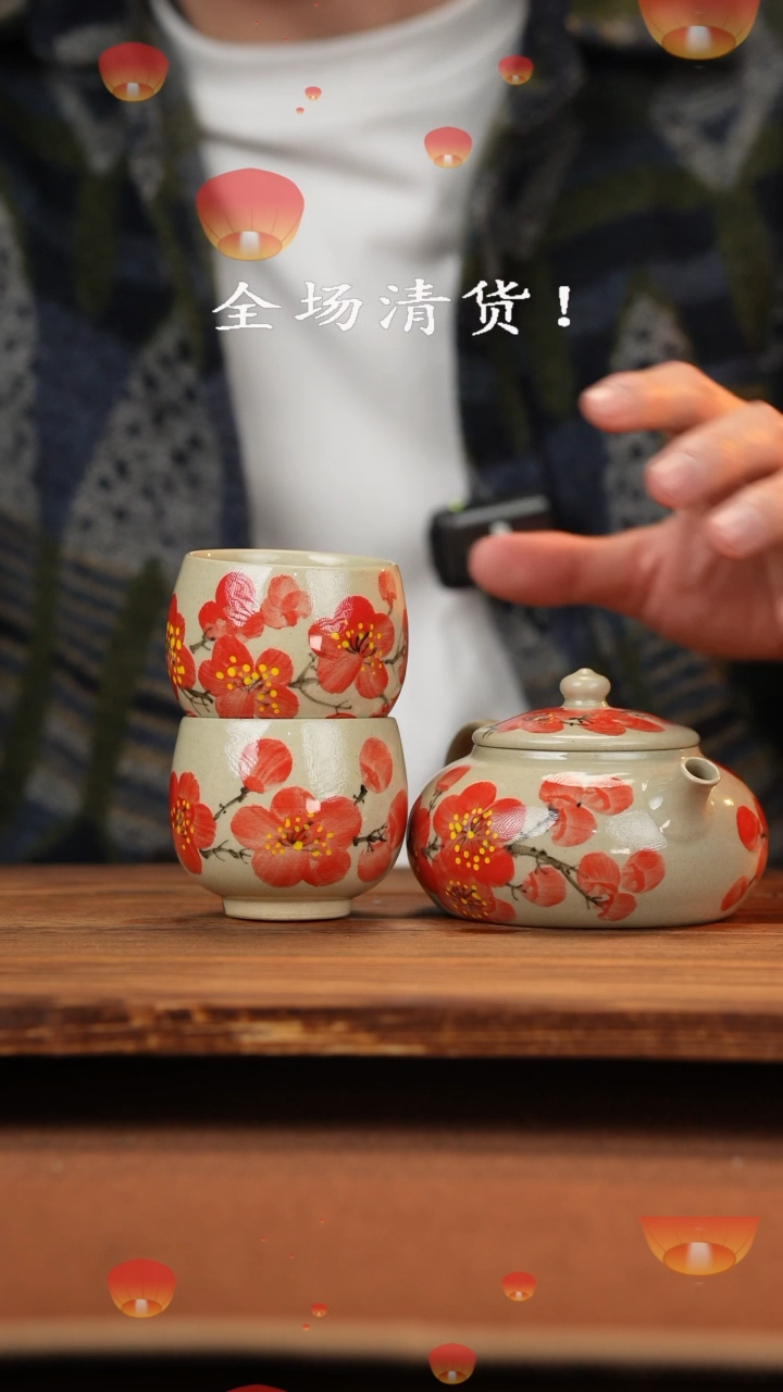 【闪购商品】杯手艺人手绘釉下彩异形器物