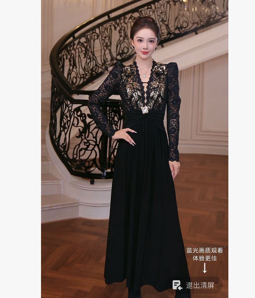 【芙娜妮】2025秋冬季女款爆款轻奢洋气百搭长袖连衣裙F2531216